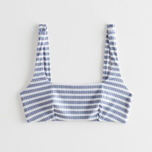 & Other Stories Striped Blue and White Bikini Top Size 6